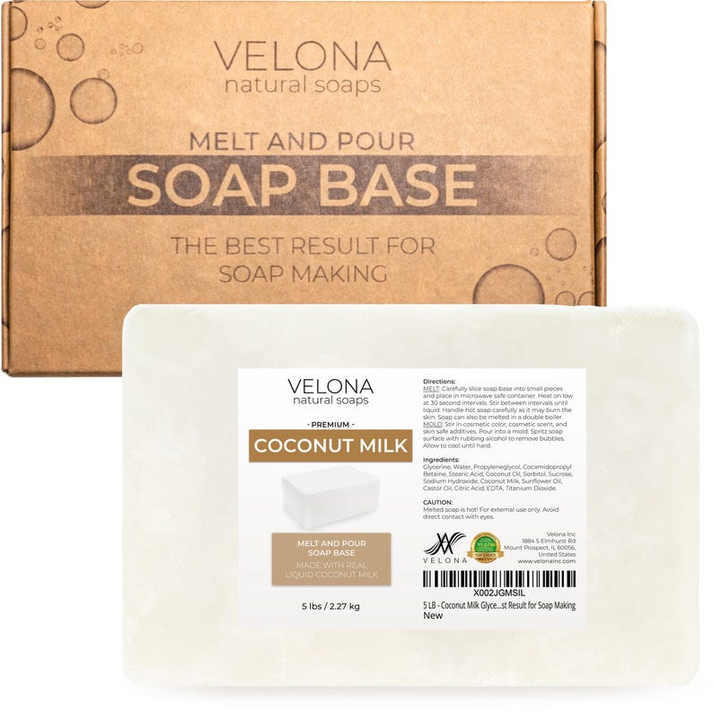 velona 5 LB - Coconut Milk Glycerin Soap Base SLS/SLES Free | Melt and Pour | Natural Bar for The Best Result for Soap Making 画像 1
