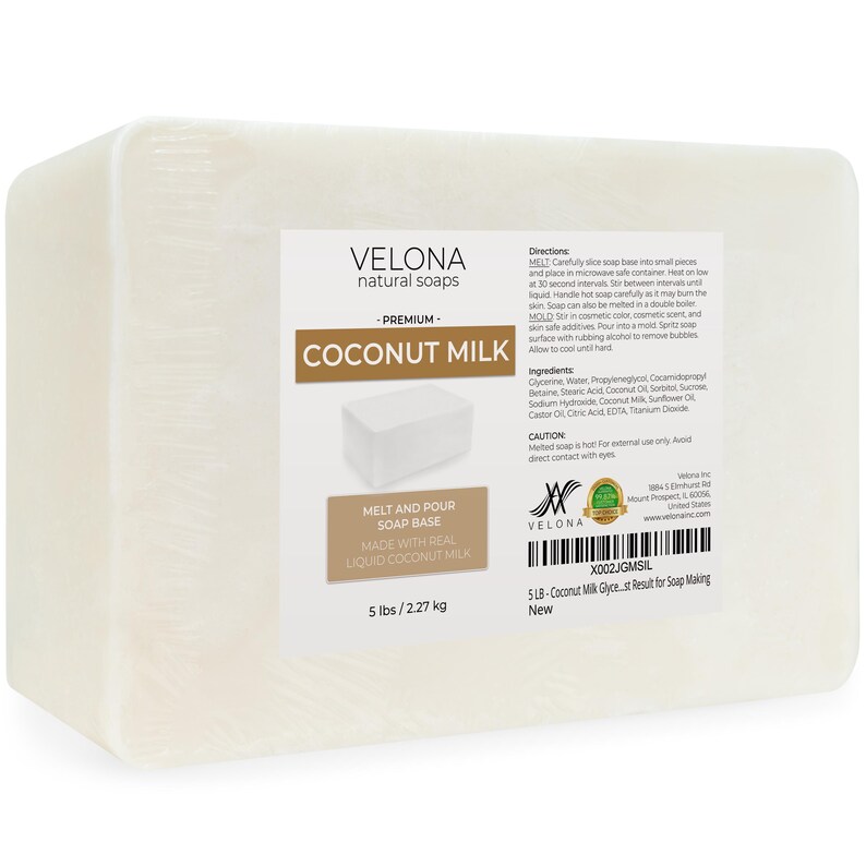 velona 5 LB - Coconut Milk Glycerin Soap Base SLS/SLES Free | Melt and Pour | Natural Bar for The Best Result for Soap Making 画像 4