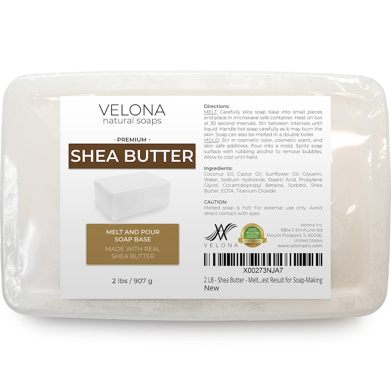 velona 2 LB Shea Butter Melt and Pour Soap Base SLS/SLES free Natural Bars for The Best Result for Soap-Making image 4