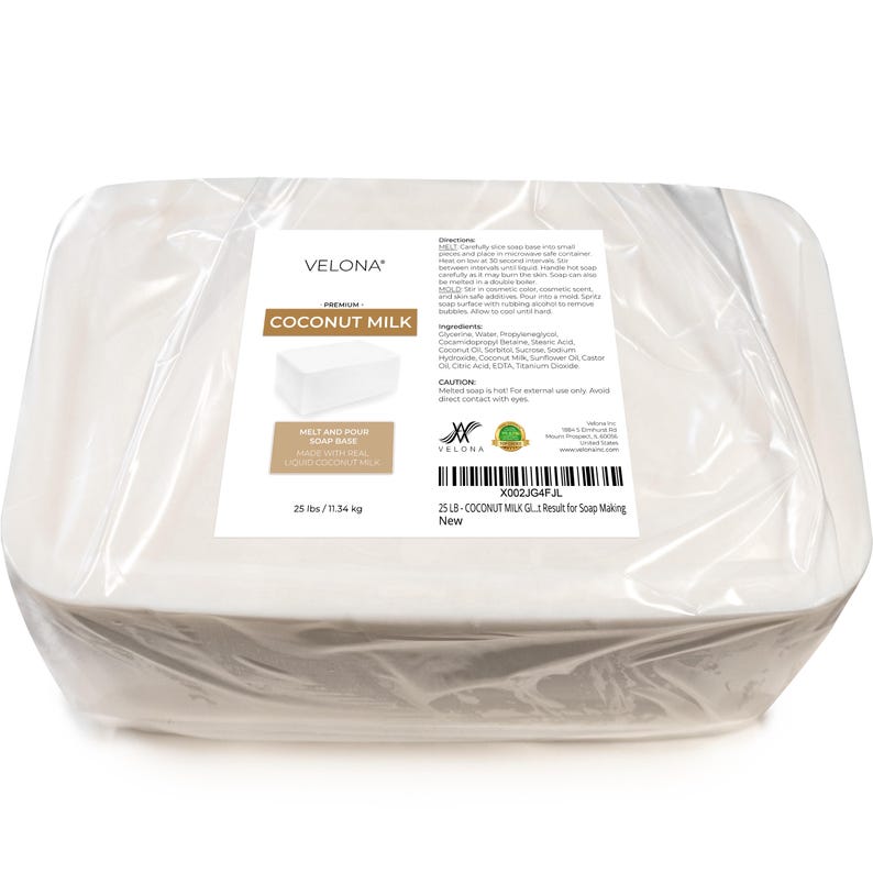 velona 25 LB - Coconut Milk Glycerin Soap Base Bulk SLS/SLES Free | Melt and pour | Natural Bar for The Best Result for Soap Making image 4