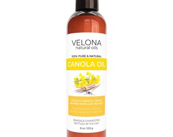 velona Canola Seed Oil 8oz | 100% Pure and Natural Carrier Oil | Refined, Expeller pressed | Cooking, Dressing, Skin, Face, Body, Hair Care