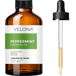 Peppermint Essential Oil by Velona - 4 Fl Oz | Therapeutic Grade | for Aromatherapy Diffuser, Massage, Skincare, Haircare | Undiluted