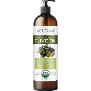 Velona USDA Certified Organic Olive Oil - 8 Fl Oz | 100% Pure and Natural Oil | Extra Virgin, Unrefined, Cold Pressed | Cooking, Dressing