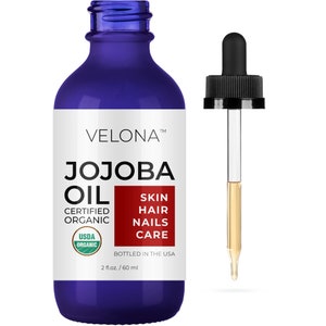 velona Jojoba Oil USDA Certified Organic - 2 Fl Oz | 100% Pure & Natural Carrier Oil| Golden, Unrefined, Cold Pressed | Moisturizing Hair