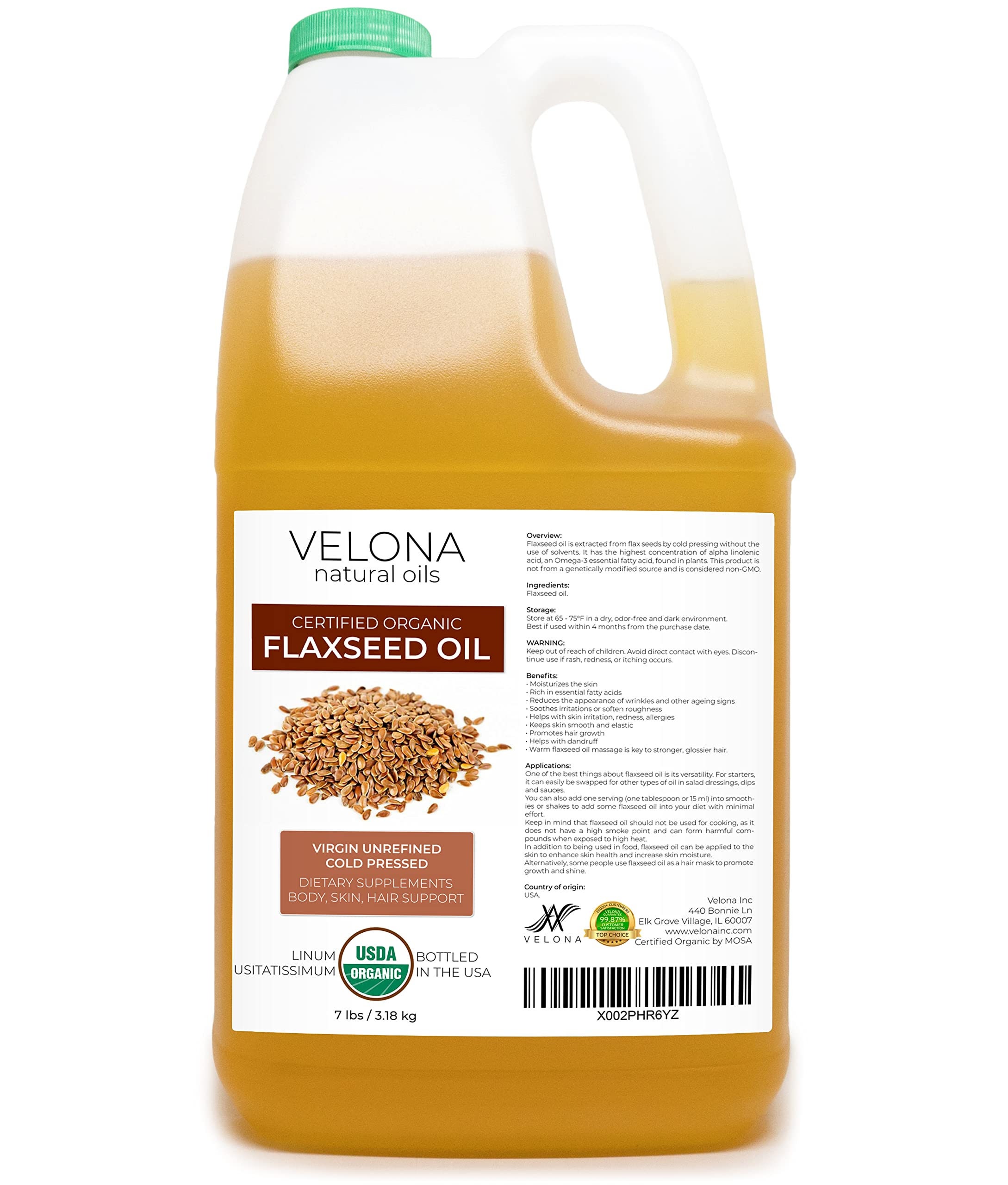 Velona Palm Kernel Oil USDA Certified Organic Refined, Cold