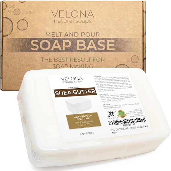 velona 2 LB - Shea Butter - Melt and Pour Soap Base SLS/SLES free | Natural Bars for The Best Result for Soap-Making