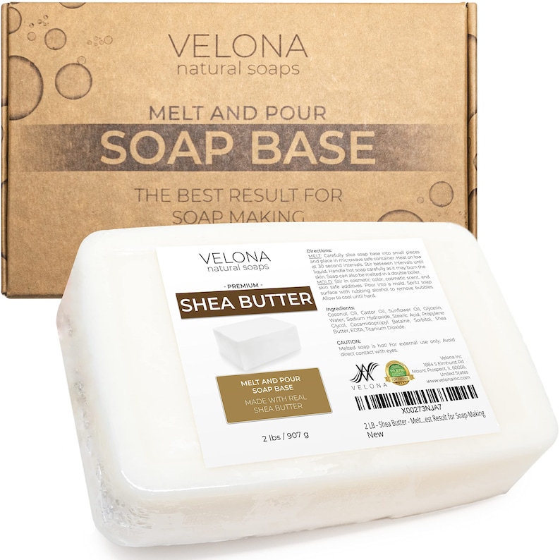 velona 2 LB Shea Butter Melt and Pour Soap Base SLS/SLES free Natural Bars for The Best Result for Soap-Making image 1