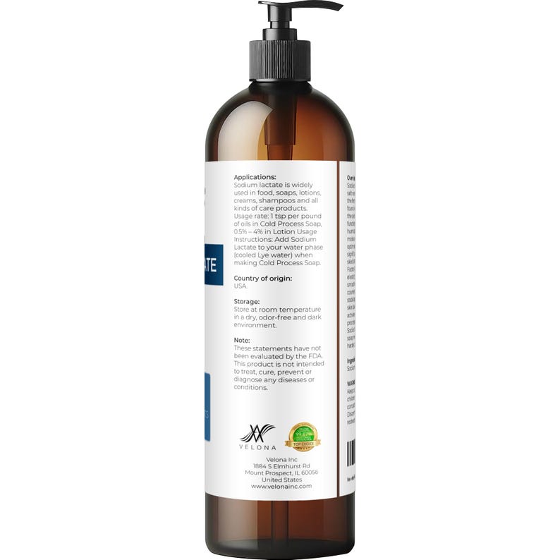 Lactato de sodio al 60 % - 237 ml (8 onzas líquidas) | Conservante natural de grado USP | Para jabones y lociones | Jabón en barra más duro, regulador de pH, sustituto de glicerina imagen 4