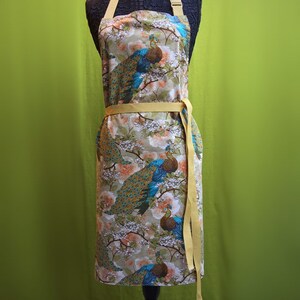 Apron-2in1-Double-sided-Peacock elegant gardens-Holiday yuletide birds