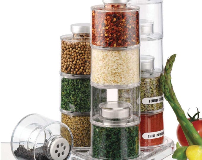 Revolving Spice Tower / Crafter's Bead Jar (with 12 Bottles)