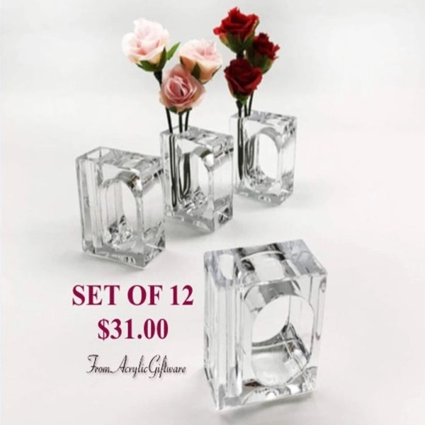 Acrylic Bud Vase Napkin Ring Combo (SET OF 12)