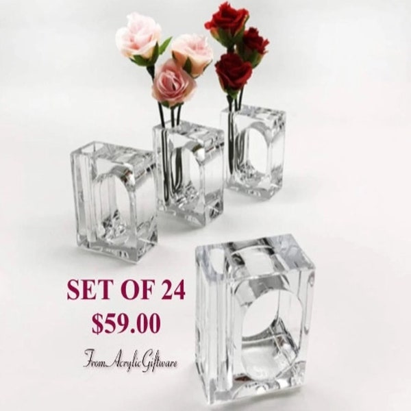 Acrylic Bud Vase Napkin Ring Combo (SET OF 24)