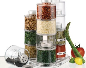 Revolving Spice or Crafter's Tower Carousel (Clear Acrylic 12-Bottles included) or Crafter's Storage Jars