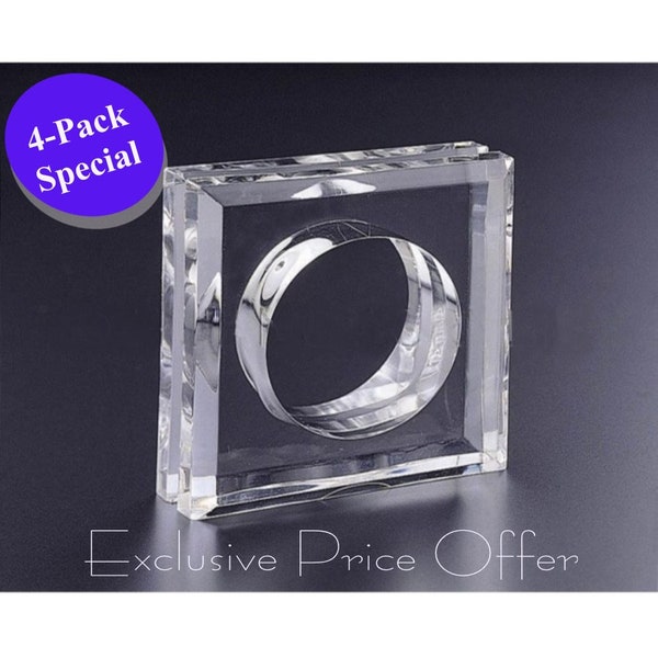 Square Acrylic Napkin Ring (4 - Pack)