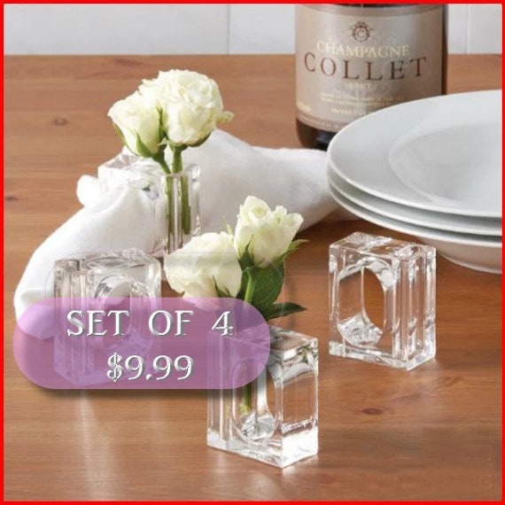 Acrylic Bud Vase Napkin Ring Combo 1 Boxed Set Of 4 Etsy