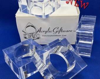 Square Clear Acrylic Wide Block Napkin Ring