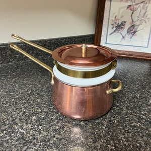 Copper Small Double Boiler with lid 535