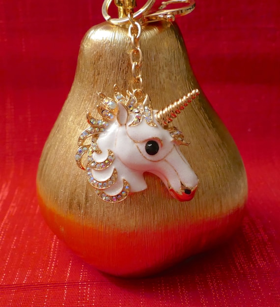 Beautiful Crystal Diamante Unicorn Rhinestone Keyring Charm Pendant Purse Bag Key Ring Chain Keychain Gifts