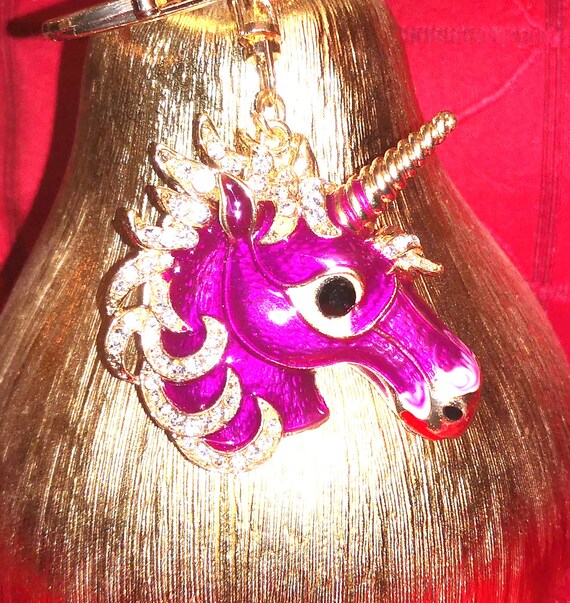 Beautiful Crystal Diamante Unicorn Rhinestone Keyring Charm Pendant Purse Bag Key Ring Chain Keychain Gifts