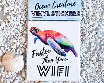 Sea Animal Vinyl Sticker Pack with Puns - Ocean Animals - Set of 3 - long-lasting colorful Stickers