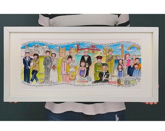 Parents 60th Wedding Anniversary - Custom Illustrated Storyboard - Our Family Memories -