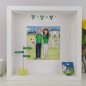 Engagement Gift for a GAA Couple Personalised Illustration, Gaelic Football Friends Gift for Wedding, Hurling and Camogie Couple in Jerseys zdjęcie 7