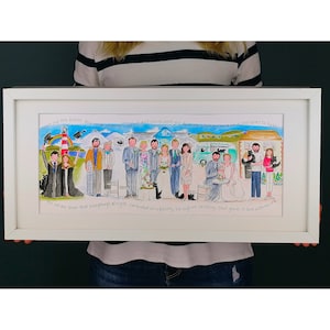 Animal owner personalised storyboard illustration - Quirky pet story customised cartoon - Our new family home framed picture