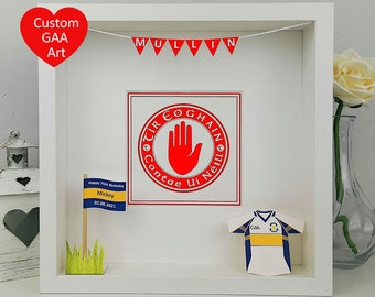 Tyrone GAA Framed Personalised Gift - Custom Designed with Team Crest & 3D Features - Gaelic Football, Camogie and Hurling Ideas