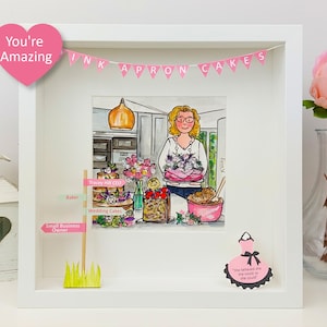New business owner custom illustration - Congratulations opening gift personalised drawing - Anniversary of your big venture framed artwork