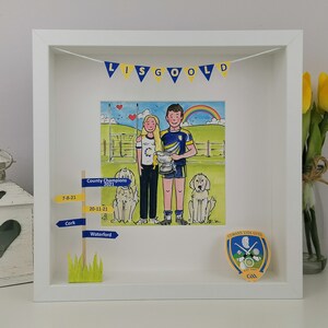 Engagement Gift for a GAA Couple Personalised Illustration, Gaelic Football Friends Gift for Wedding, Hurling and Camogie Couple in Jerseys zdjęcie 3