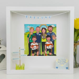 Ilustración personalizada de una familia de fútbol gaélico - Ilustración personalizada de un grupo con los colores del equipo - Arte a medida de hurling y camogie