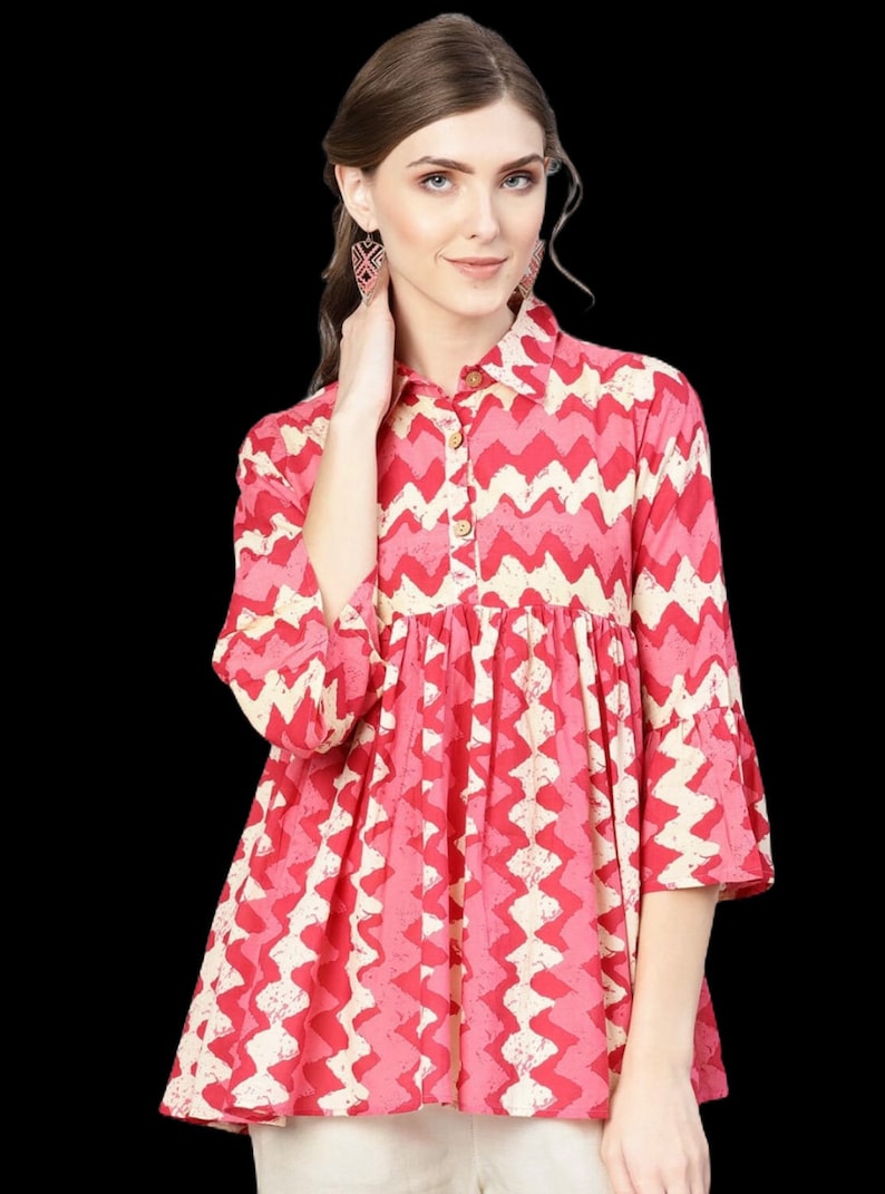 Pure cotton summer blouses Trendy Wear Indian Kurti Casual Shirts Cotton Blouses Tunic Loose Tops