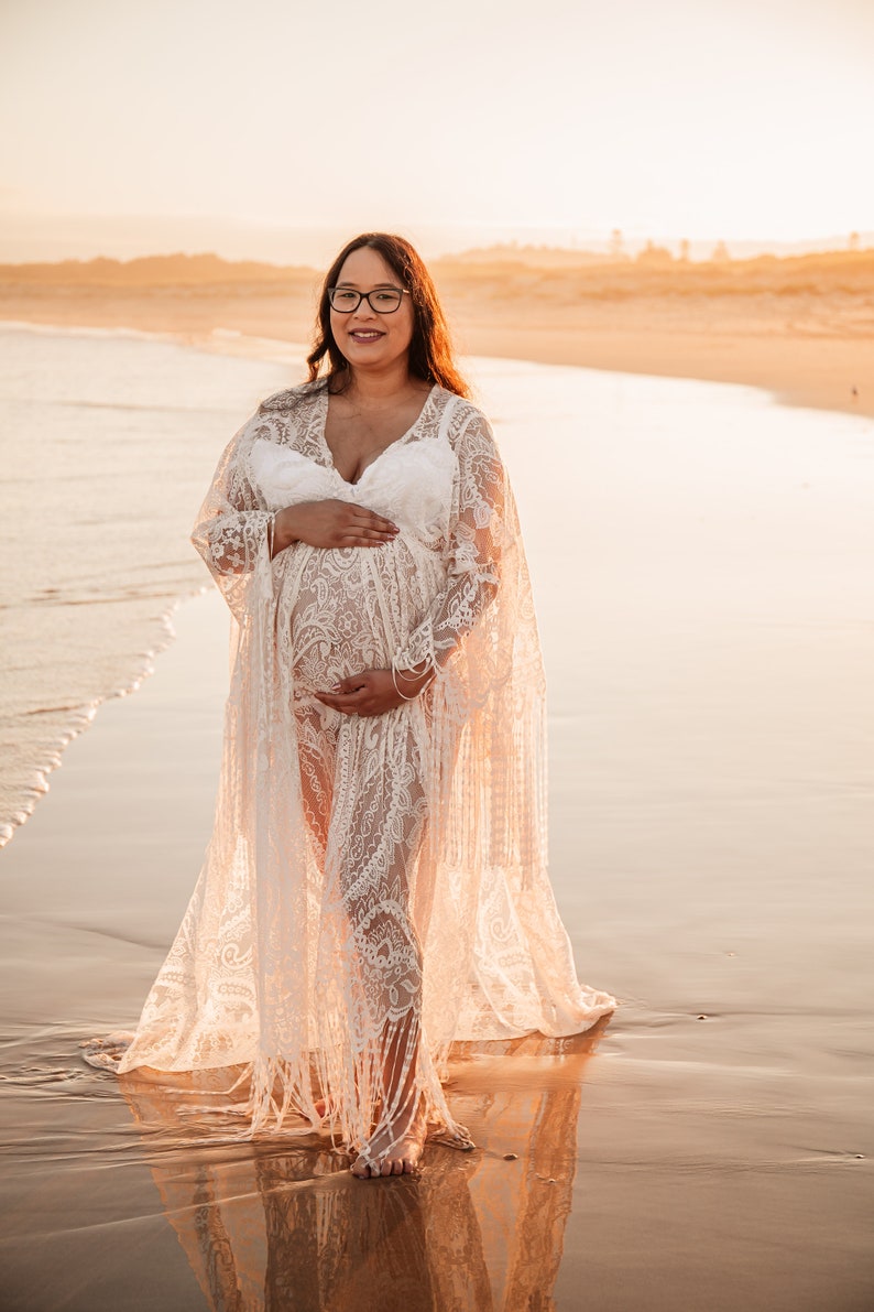 LUNA Boho Vestido de encaje de maternidad / Fotografía de maternidad / Vestido de sesión de fotos / Vestido PREORDEN imagen 8