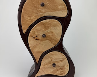 Peruvian walnut and curly maple wooden jewelry bandsaw keepsake box