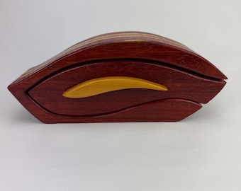 Padauk and osage orange jewelry keepsake bandsaw handcrafted wooden box