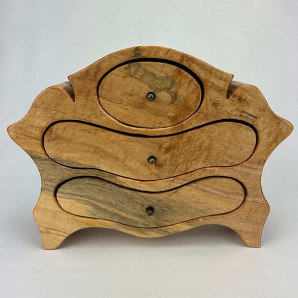 Spalted maple wooden jewelry keepsake bandsaw box