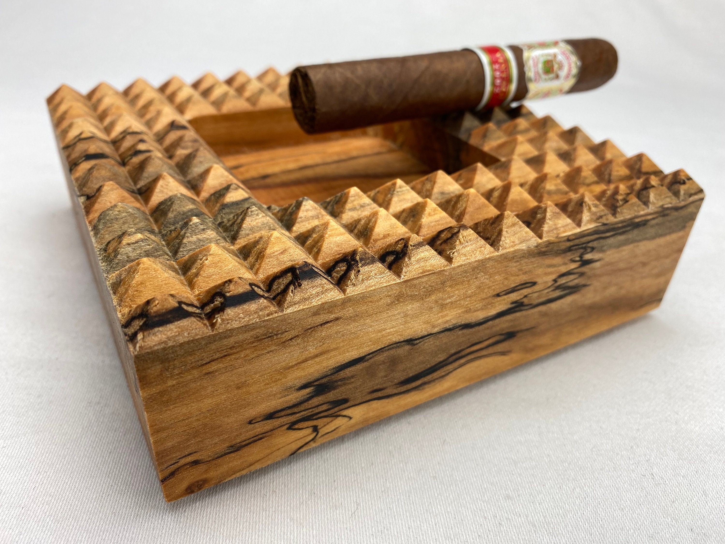 Bey-Berk Stainless Steel & Walnut Wood Cigar Ashtray