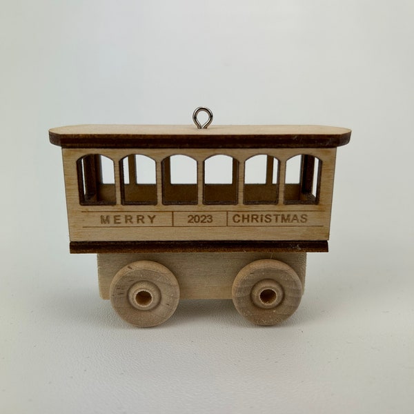 Personalized Trolley Handmade wooden train Christmas ornament