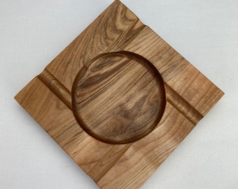 Handmade wooden elm cigar ashtray