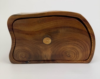 Handcrafted Pine Jewelry Box – Rustic Keepsake Bandsaw Box with Suede-Lined Drawer