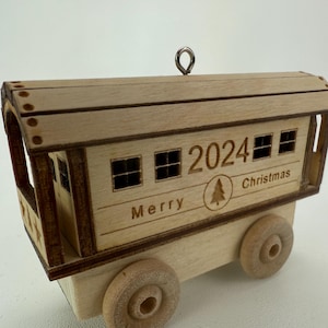2024 Handmade wooden caboose Christmas train ornament