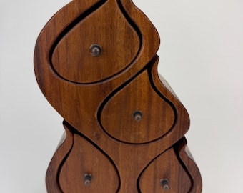 Wooden jewelry keepsake bandsaw box made from Chechen wood