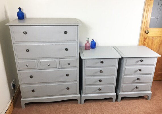 Bedroom Drawers Suite Stag Minstrel 1 Tallboy 2 Bedside Etsy