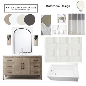 Modern Farmhouse Bath Design Package, Bathroom Design, Online Interior Design Service, Pre-Made Room, Decor, Interior