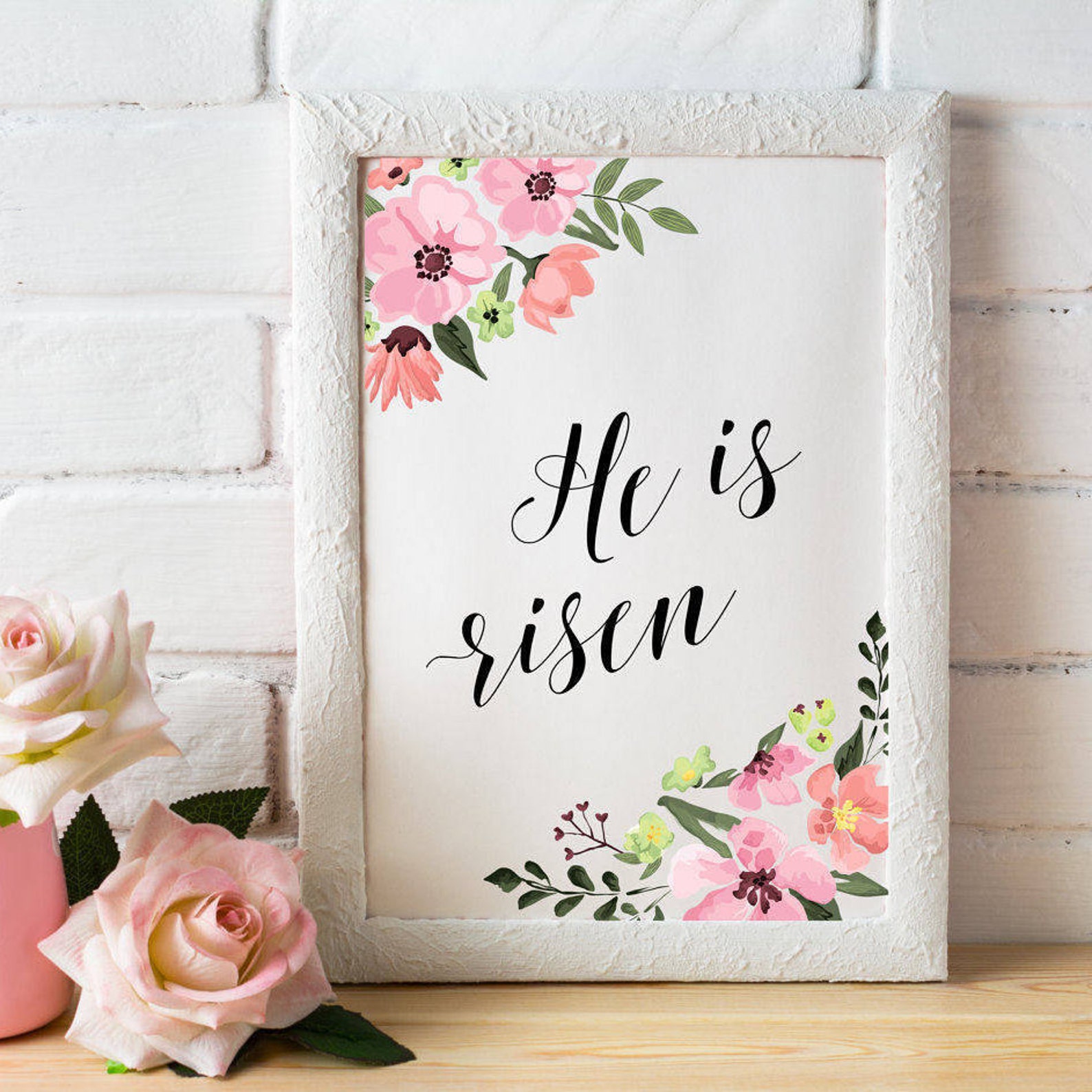 He is risen Printable wall art Easter decor Instant download Etsy