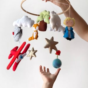 Mały Książę Mobilny Dekoracja łóżeczka dziecięcego, Le Petit Prince, boho wiszący mobilny, Piccolo Prince, lis, dekoracja ścienna Prince