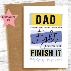 FINISH THE FIGHT - Krebsbehandlungskarte A6 Karte - personalisiert - Unterstützung bei Behandlungsbeginn - Papa Bruder Freund Partner Sohn