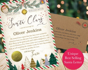 Traditional Santa Claus Letter & Envelope personalised - printed for each child - Nice List 2023 Elves Special Premium