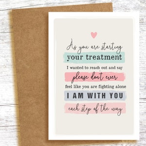 Commencer un traitement contre le cancer - radiothérapie - chimiothérapie - carte de soutien et d'amour
