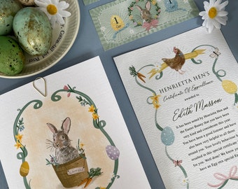 Belle lettre de lapin de Pâques - Carte de luxe sur mesure avec certificat et Bunny Money ! Personnalisé pour chaque enfant.